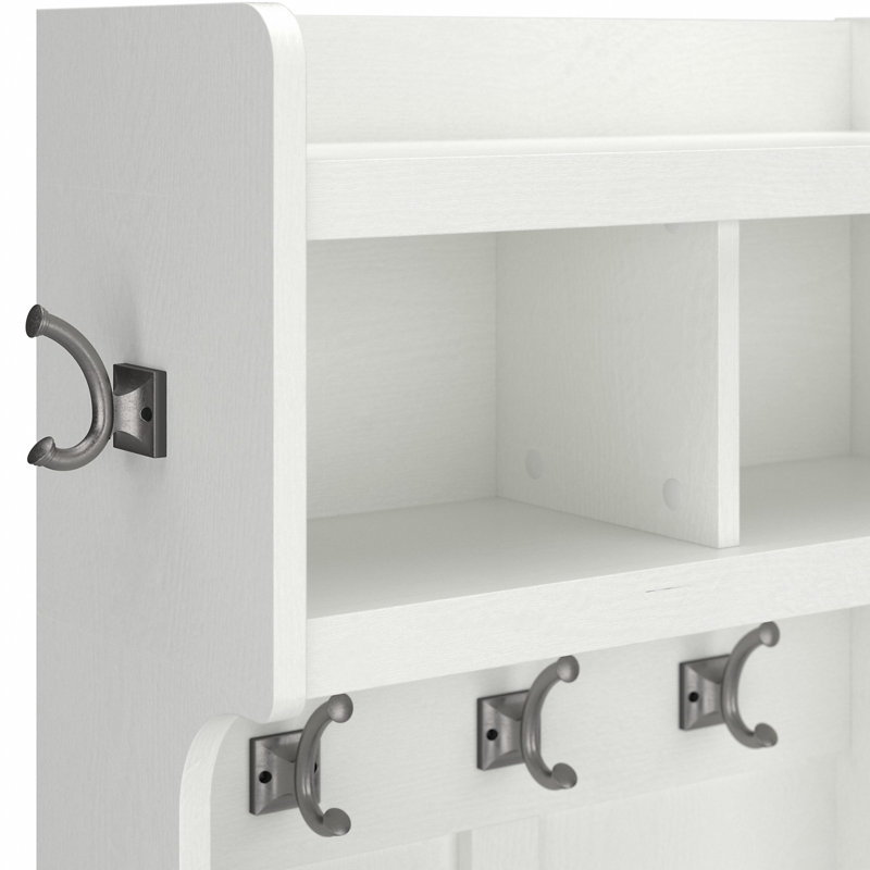 Kierra Hall Tree with Bench and Shoe Storage, White Ash