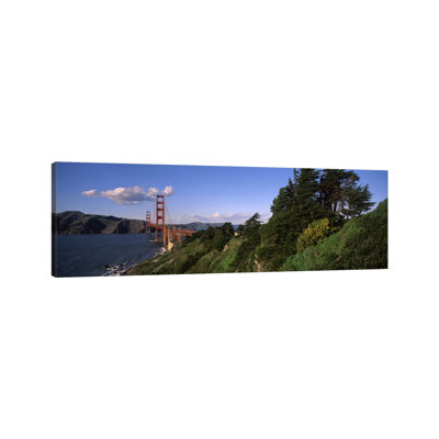 Suspension Bridge Across the Bay, Golden Gate Bridge, San Francisco Bay, San Francisco, California, USA 1 Piece Wrapped Canvas Panoramic Wall Art