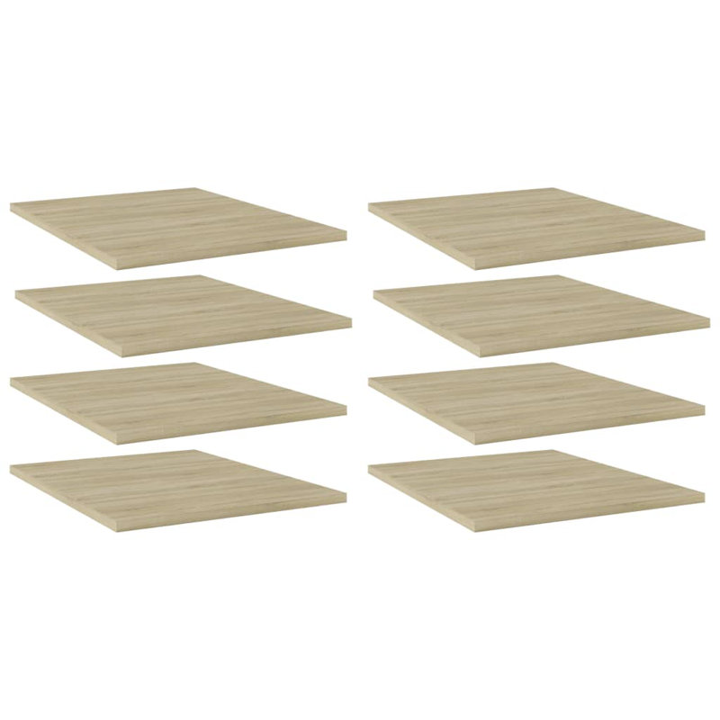 Bookshelf Boards 8 pcs Engineered Wood, Sonoma Oak, (8 Shelves) 0.59" H x 15.75" W x 19.69" D