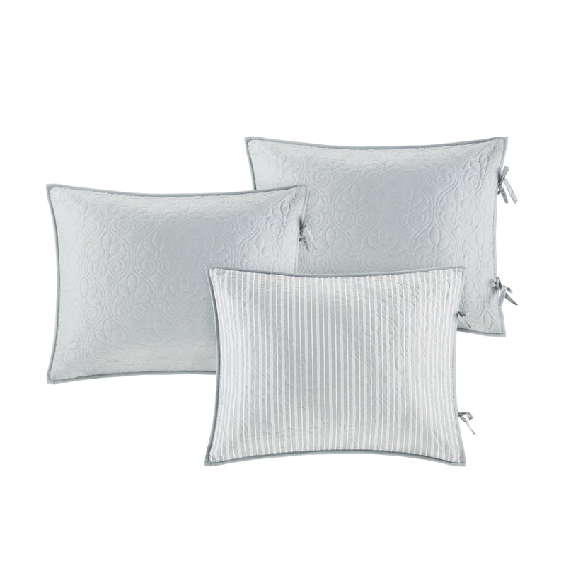 Quebec Gray Reversible Daybed Cover Set with Embroidered Pillow