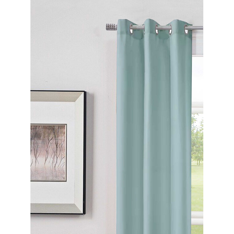 Paire de rideaux unis semi-transparents avec œillets, Bleu ciel