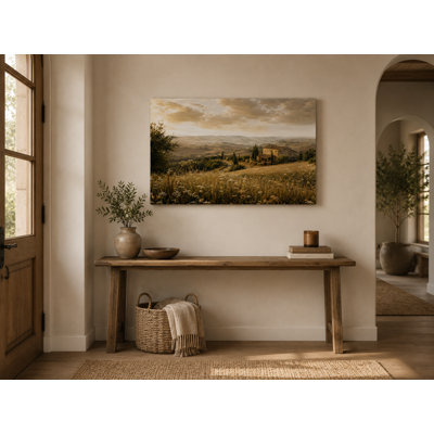 «Tuscan Hillside Retreat», campagne, impression giclée sur toile tendue