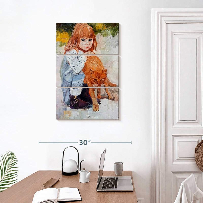 Leisha Girl With Cat, 32" H x 20" W