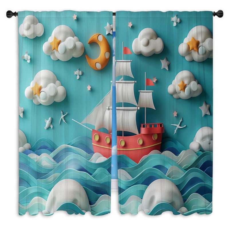 Rideaux de fenêtre à voile, art de rêve, rideaux de paysage marin - 2 panneaux, L 20 po x L 61 po
