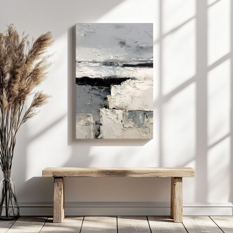 Art mural sur toile encadré en 2 dimensions, peinture abstraite, niveaux de gris, peinture à l'huile expressionniste, reproduction d'art sur toile, décoration idéale, cadeau idéal, prêt à accrocher