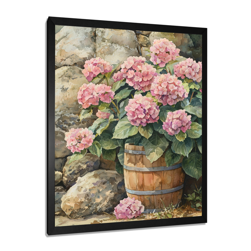Botsford - Décoration murale florale, H 44 po x l 34 po, Reproduction encadrée d'une seule photo, Noir
