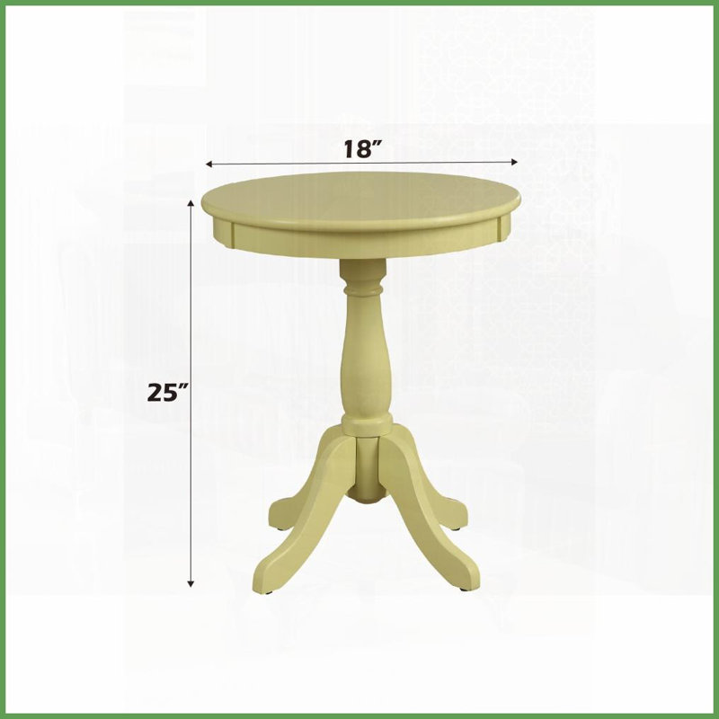 Table basse transitionnelle jaune clair avec piédestal rond 4 pieds, assemblage facile pour le salon