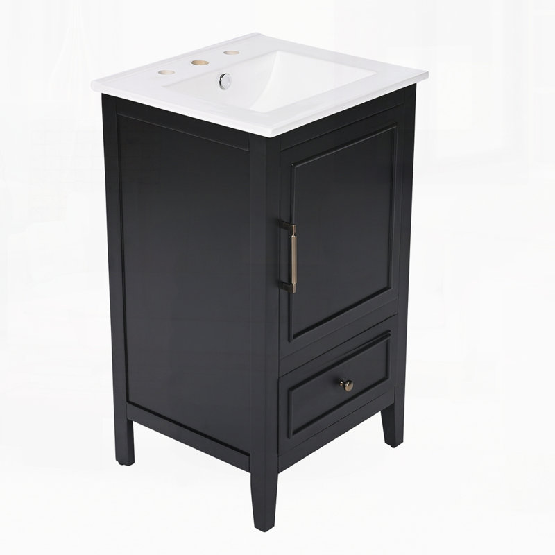 Meuble-lavabo avec porte 20 po, lavabo et porte 20 po, Noir