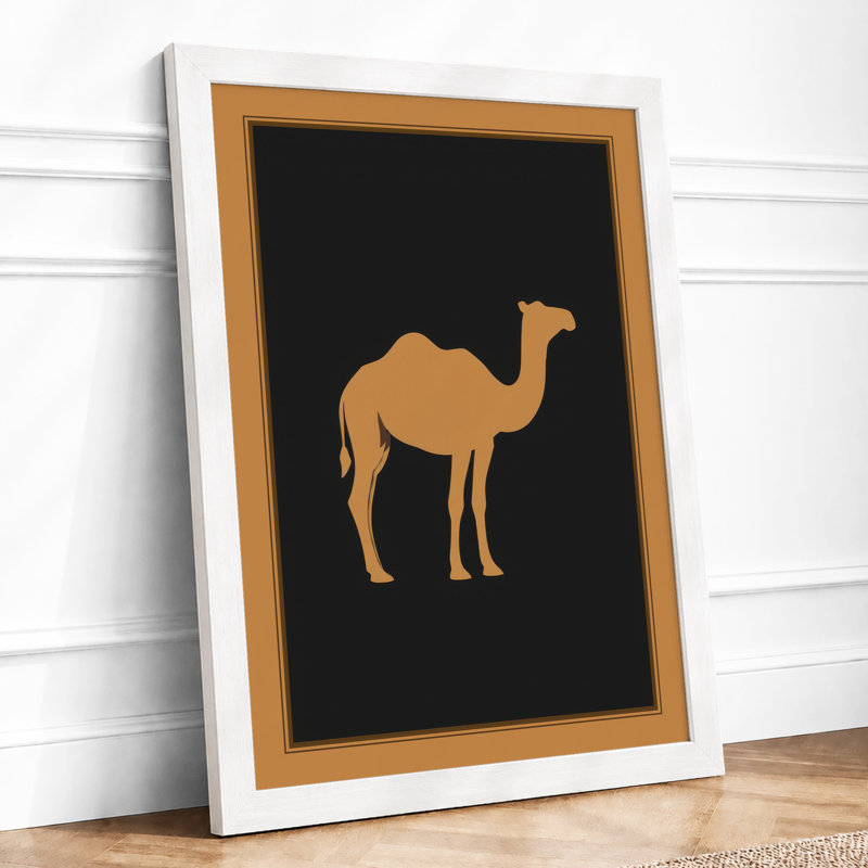 Desert Camel Minimalist - Framed Print, A1 - 84.1 x 59.4 cm, White
