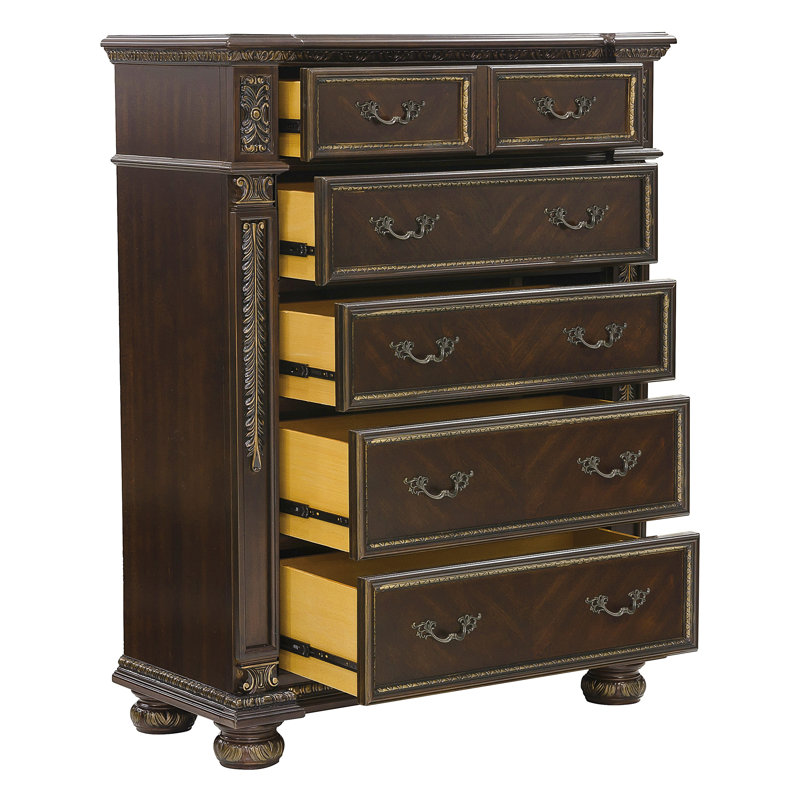 Amonni 42'' W 5 - Drawer Chest, Dark Cherry