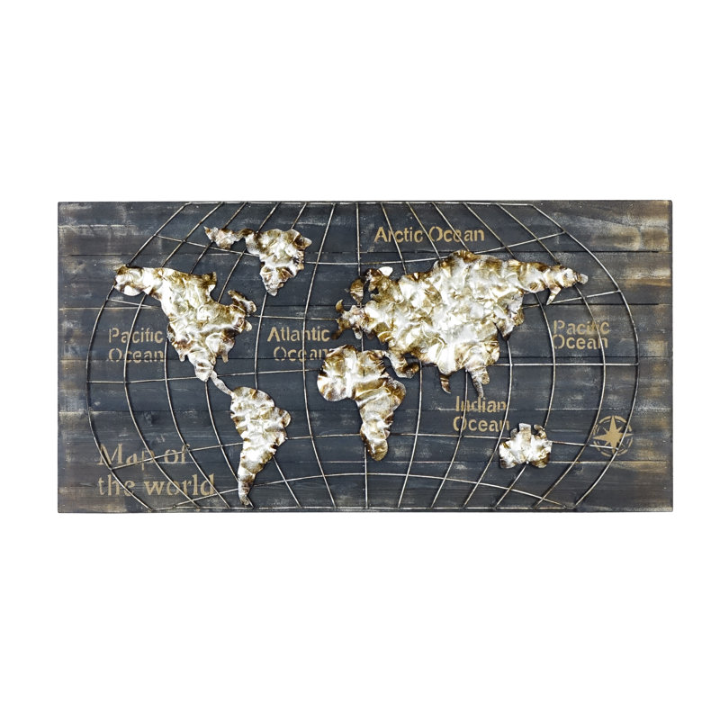 Geography Wall Decor on Metal