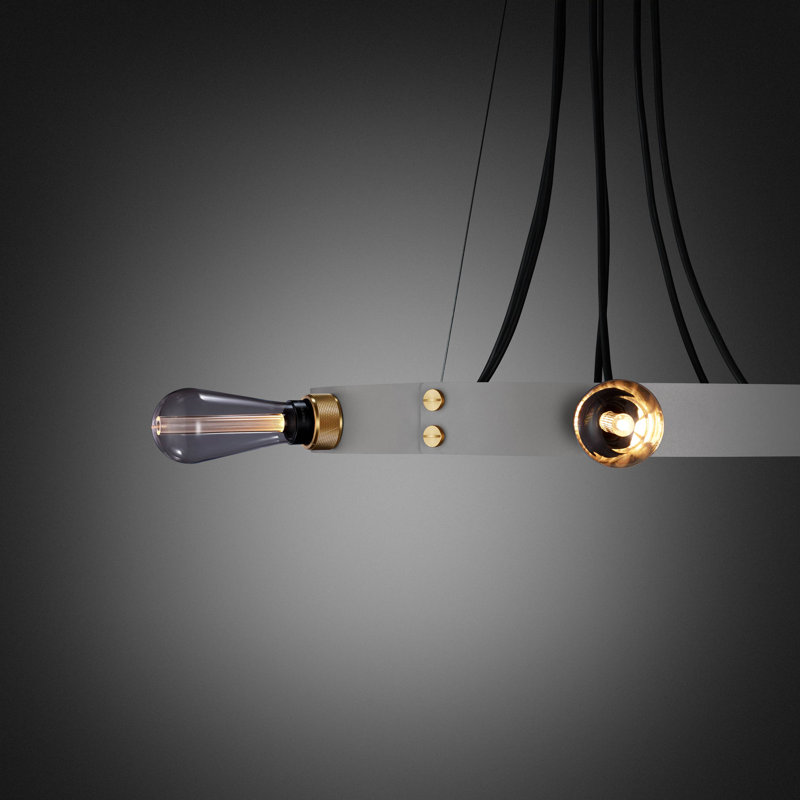 Cross Knurl 6 - Light Chandelier, Brass