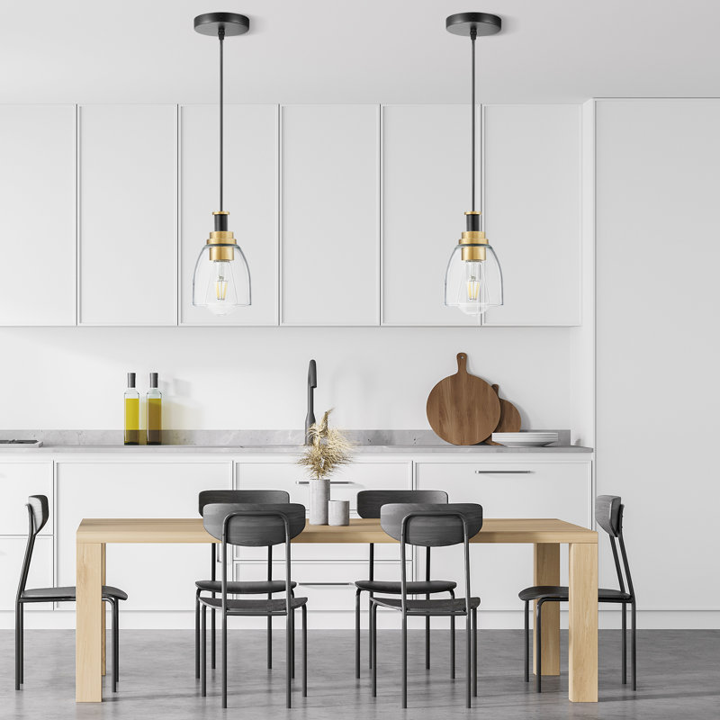 Pendant Light 1-Light Pendant Lighting with Glass Shade Adjustable Height