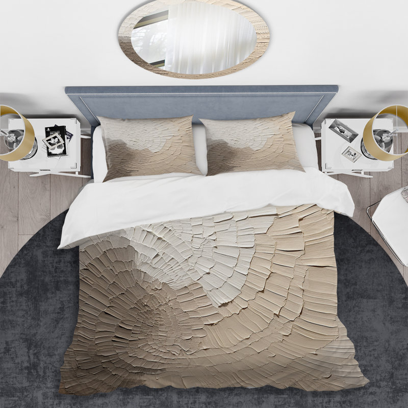 Ensemble de housse de couette gracieux minimalisme beige, Housse de couette pour grand lit et 2 taies décor