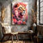 Reproduction d'art sur toile moderne à motif de lion à crinière rose-129555047