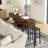 59"Console Table with Power Socket and LED light, 3 Saddle Stools-1407535295