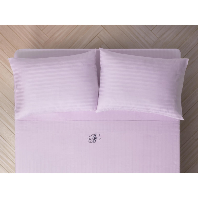Brooks Brothers Sateen Stripe Cotton Sateen Pillowcase Pair, King Pillowcase, Lilac