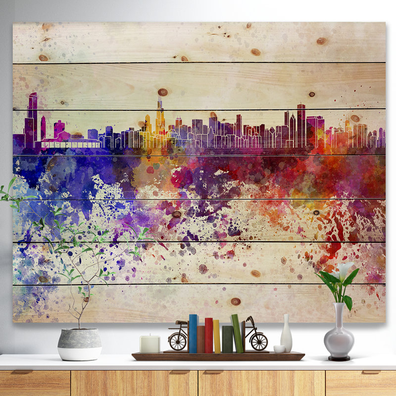 Cityscape Skyline - reproduction d'art, H 36 po x l 46 po x P 1,5 po, Bois
