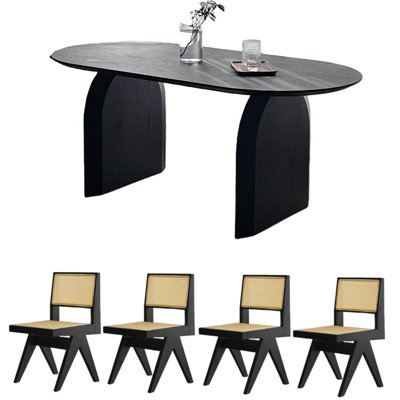Minimalist Black Ash Elliptical Dining Table