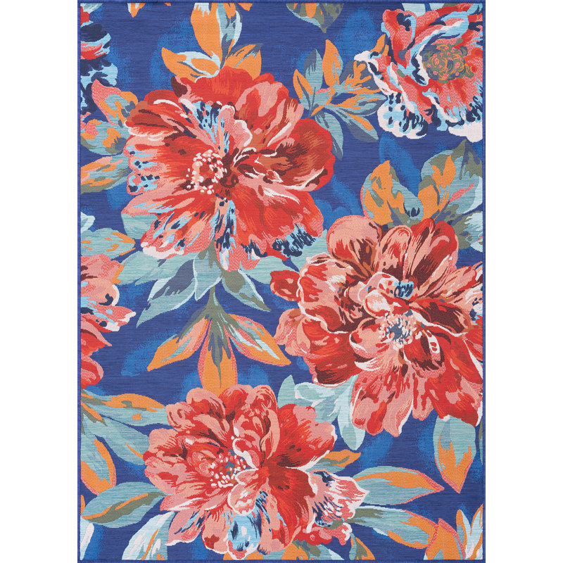 Aoko Floral Indoor / Outdoor Area Rug for Patios, Entryway, Deck or Porch - Multi Color, Rectangle 8'10" x 12'2"