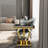 Black And Gold End Side Table With Polished Geometric Base-100665341