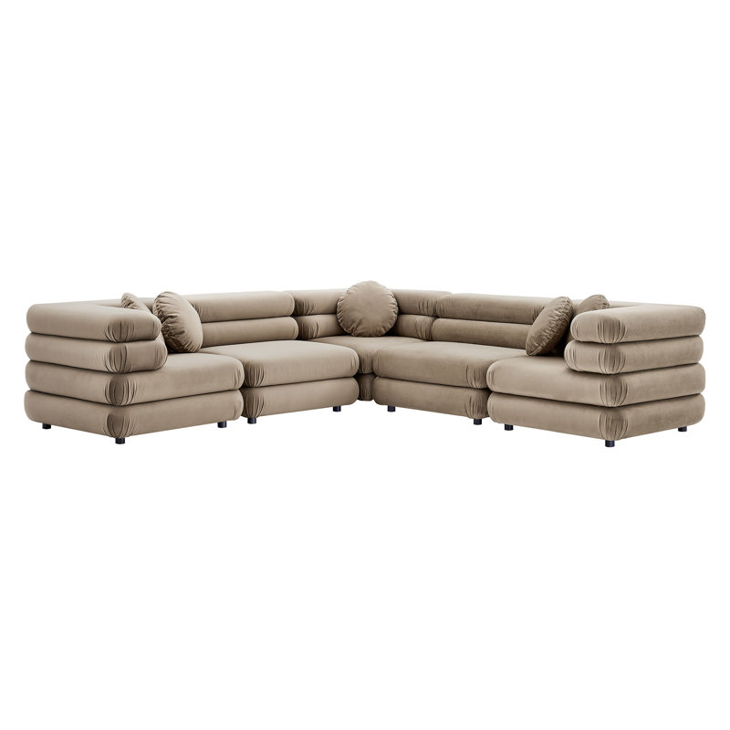 Canapé modulaire en velours 5 pièces Jubilee, Velours taupe