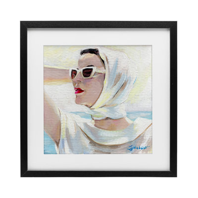 Timeless Stylish White Sunglasses Framed Print Under Glass, design by Mary Sparrow