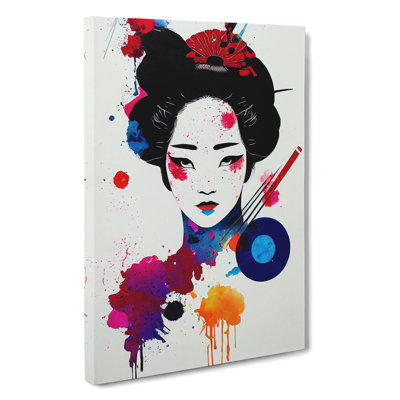 Splashed Geisha No.2 - Wrapped Canvas