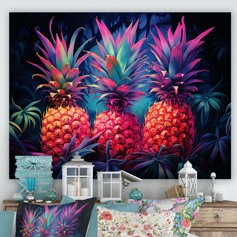 Nectar néon ananas II, H 24 po x l 32 po x P 1 po, Toile tendue