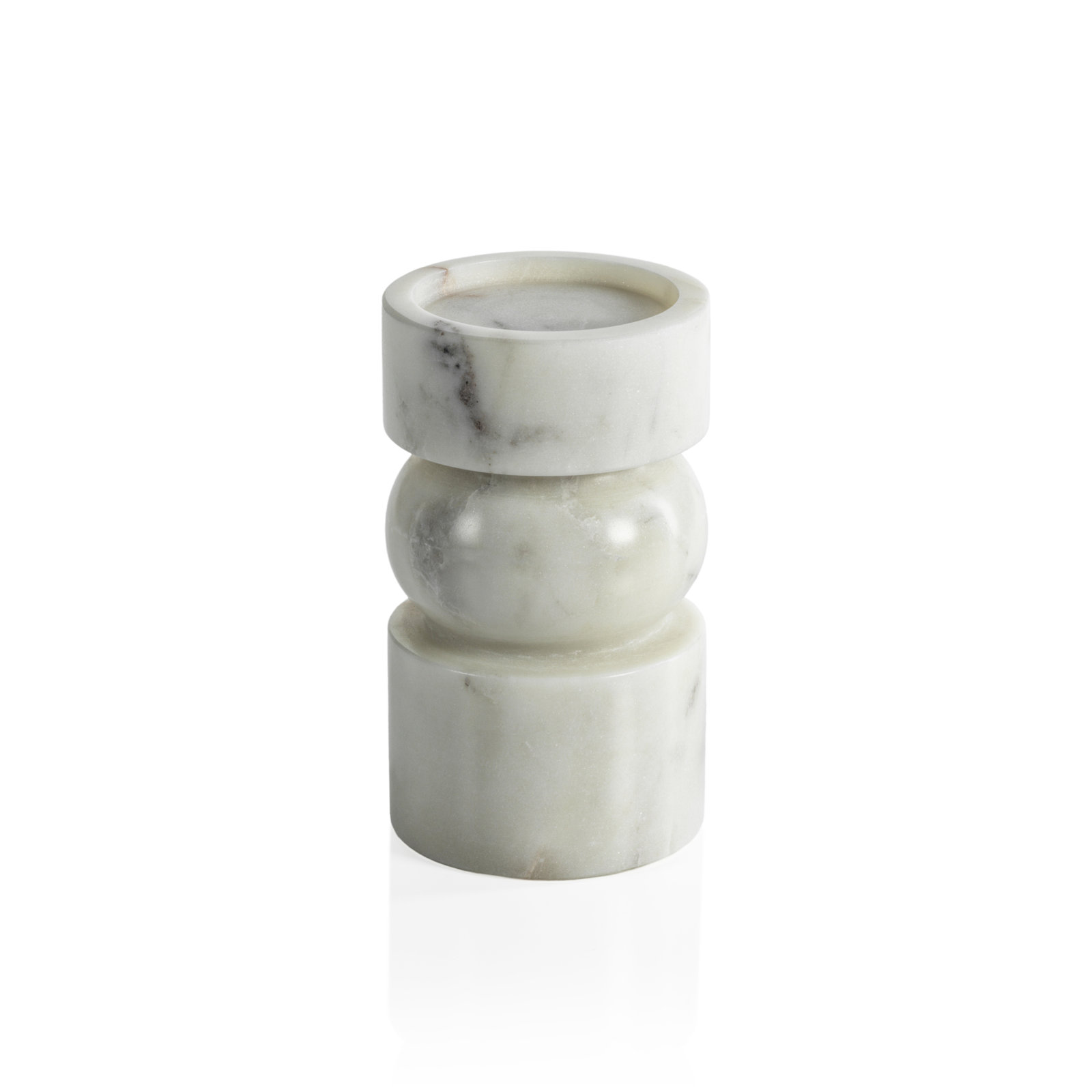 Keaton 2-Piece Genuine Marble Pillar Set, 6.25" H x 3.75" W x 3.75" D