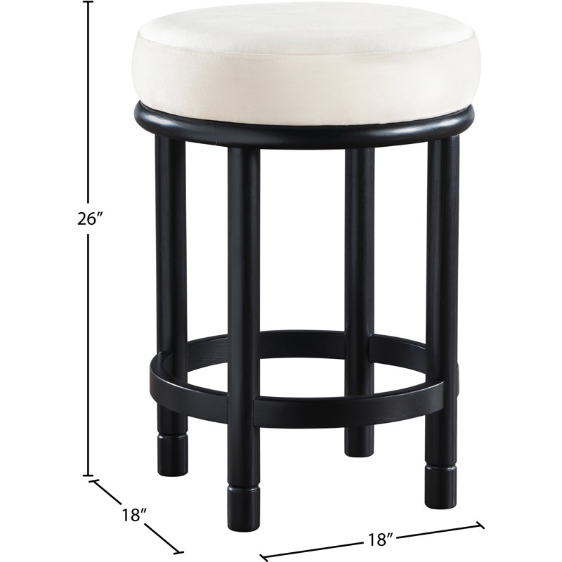 Tabouret de comptoir en velours Monette, Velours crème, Naturel