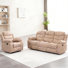 Ensemble de fauteuils inclinables en polyester 2 pièces - Fauteuil inclinable manuel et canapé avec console