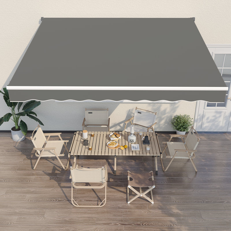 Auvent de terrasse à pente manuelle AECOJoy, l 120 po x P 96 po, Gris, Couleur unie