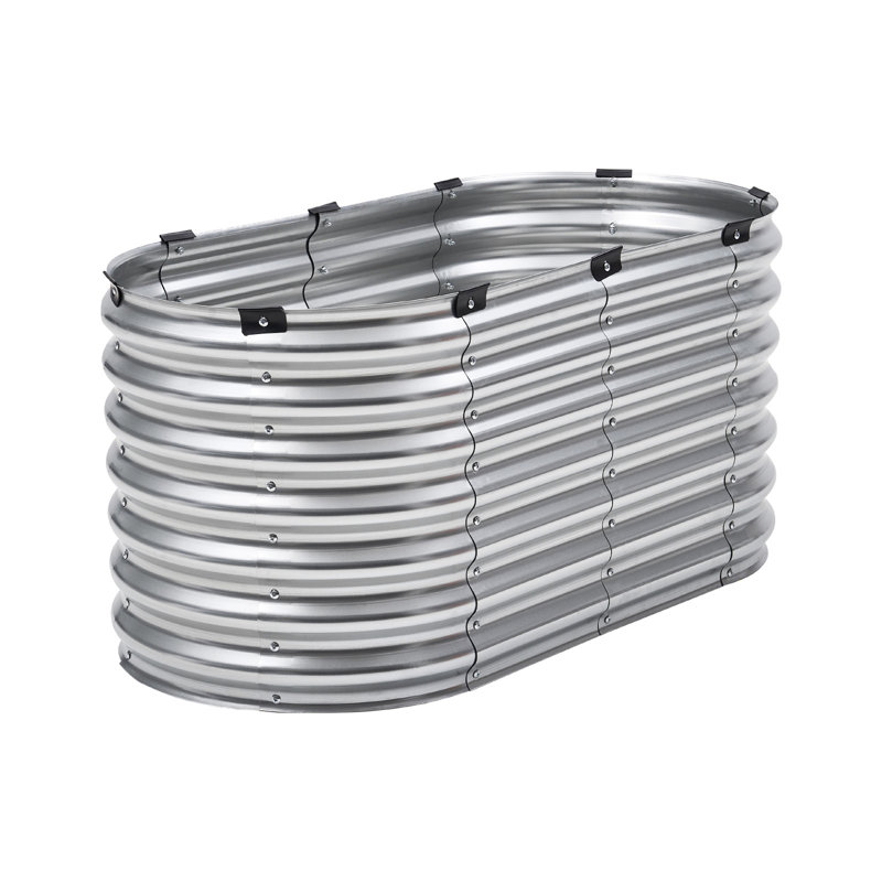 Metal Raised Garden Bed 4x2x1 ft Outdoor Galvanized Planter Box Silver, 22.08" H x 47.28" W x 22.68" D