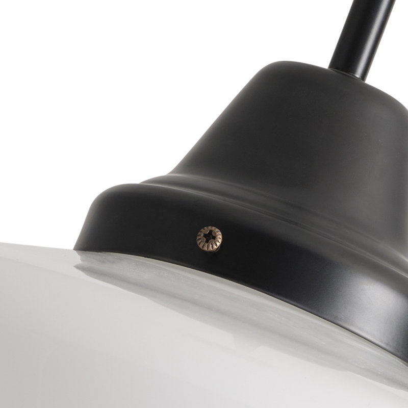 1-Light White Glass Dimmable Iron Pendant