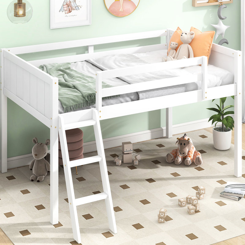Lit mezzanine simple avec rangement portable, Blanc
