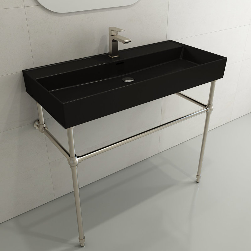 Milano Bathroom Sink, Matte Black, Matte Black