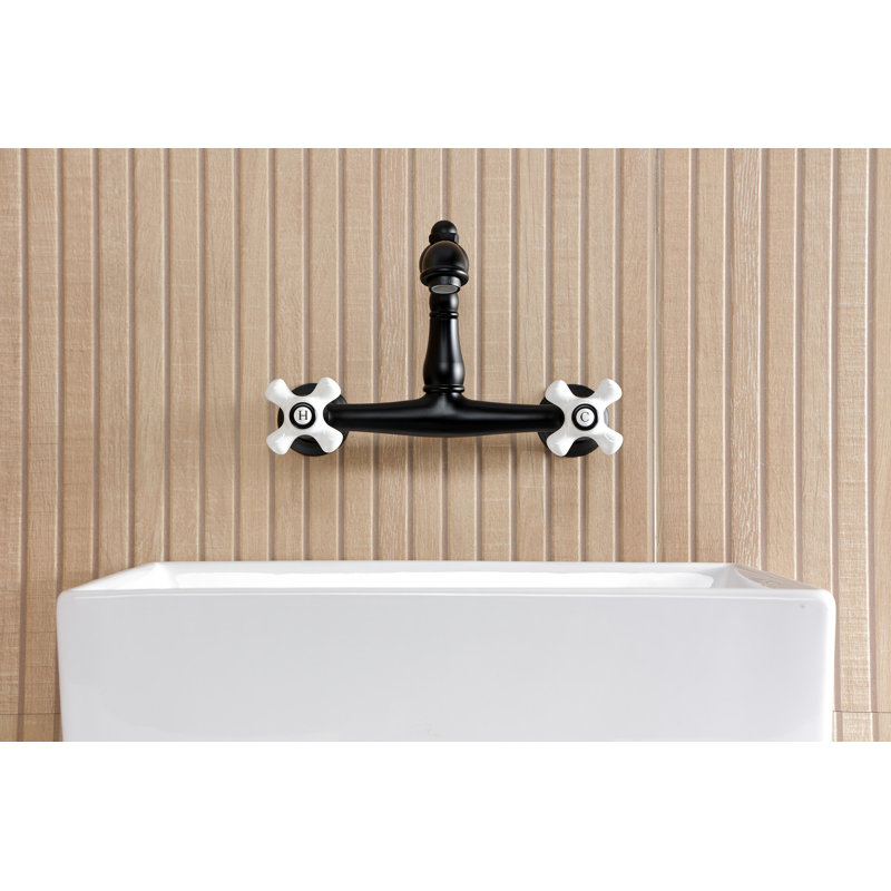 Robinet de salle de bain mural 2 trous Kingston, Noir mat