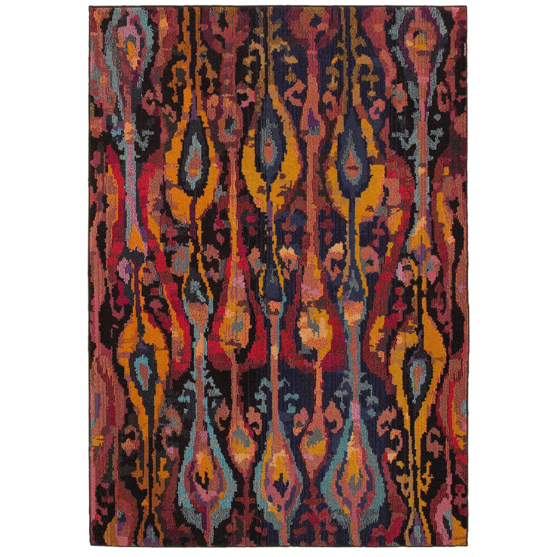 Jubilee Synthetic Ikat Indoor Rug, Rectangle 3'9" x 5'2"
