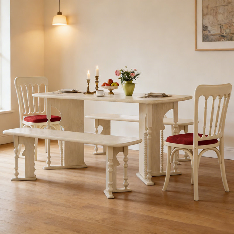 French-style Durable Solid Wood Dining Table Sets