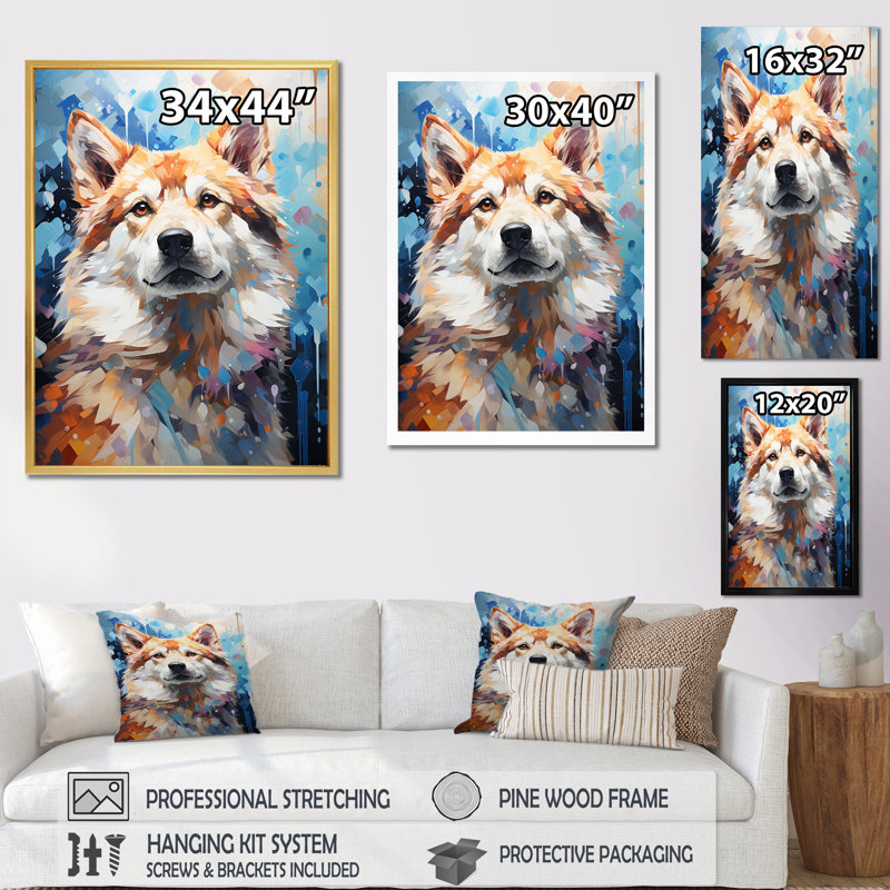 «Dog Akita Affection I» sur toile, H 32 po x l 24 po x P 1 po, Cadre simple blanc