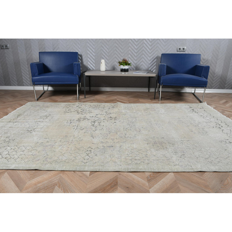 Grand tapis turc en laine Oushak de style scandinave neutre parfait pour la décoration de chambre à coucher