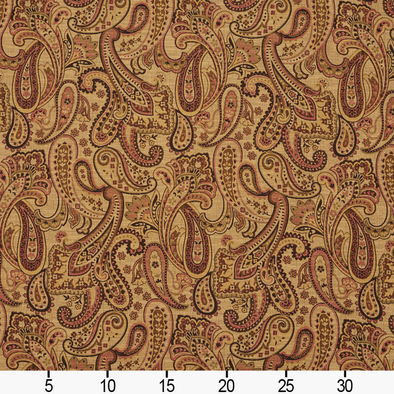 Tissu motif cachemire, Beige/Orange