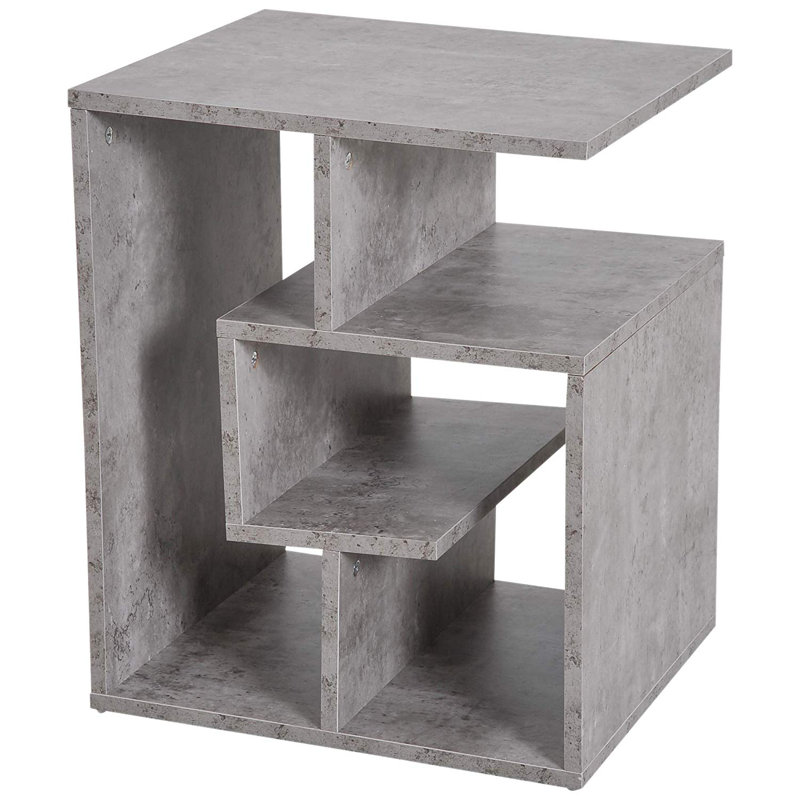 Floor Shelf End Table, Cement White
