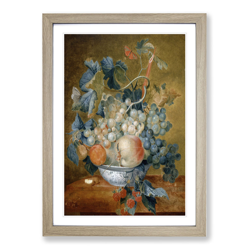 Still Life with Flowers and Fruit Vol.3 by Jan Van Huysum - Picture Frame Painting, Oak, 36cm H x 27cm W x 2cm D