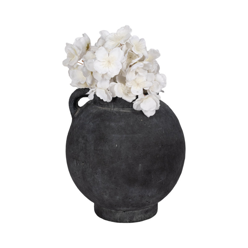 Handmade Ceramic / Porcelain Table Vase, Black, Overall Height - 10"