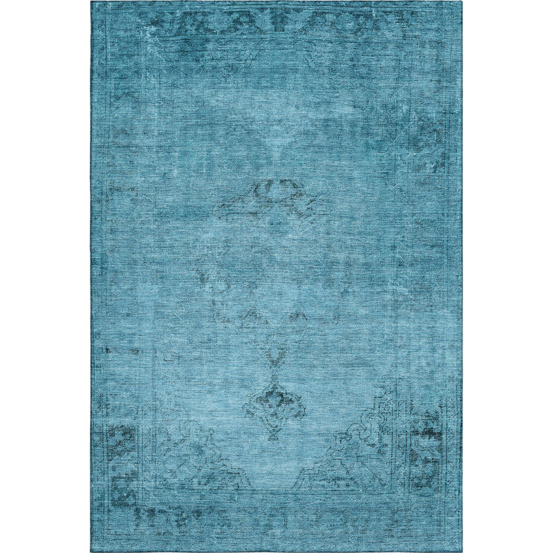 Premium Machine Washable Kiyondrea Blue Rug, null