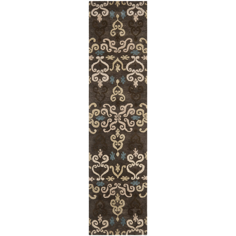 Amory Hand Tufted Wool/Cotton Geometric Rug in Blue/Beige, Runner 2'3" x 9'