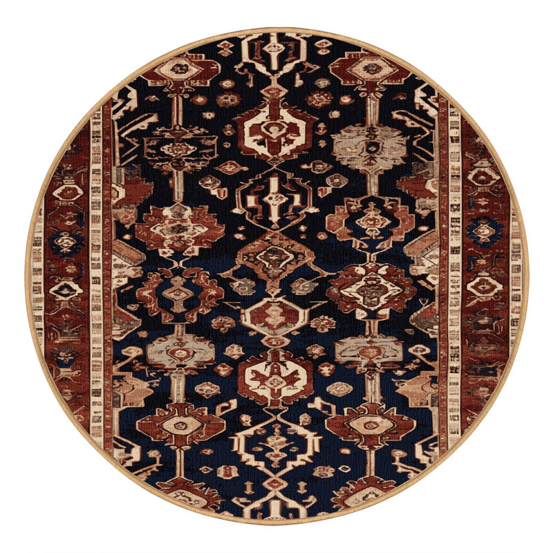 Machine Washable Persian Brown Area Rug, Round 6'