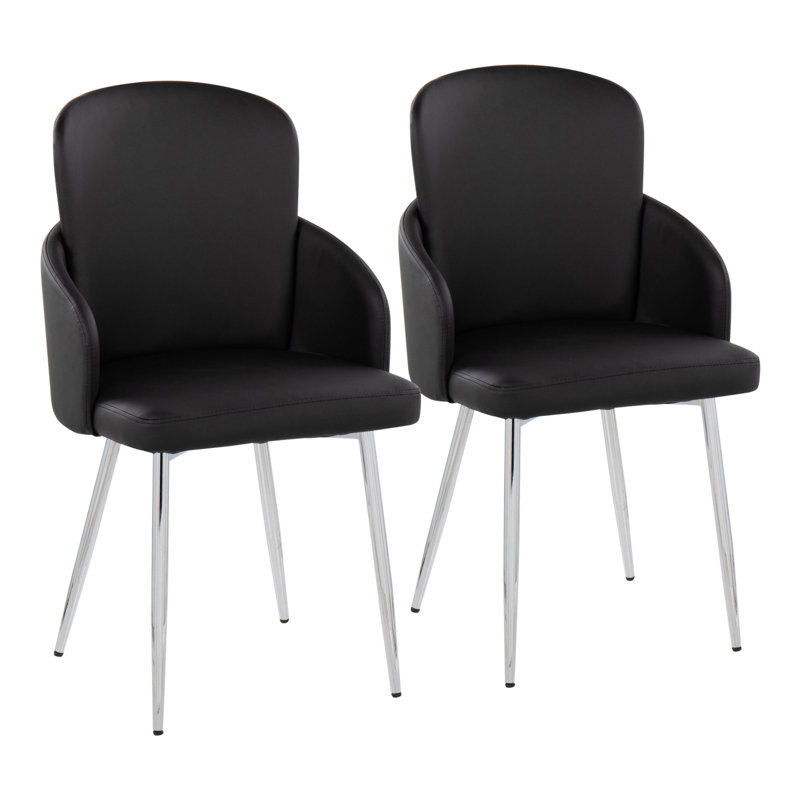 Chaise de salle à manger Dahlia, Faux cuir gris, Argent